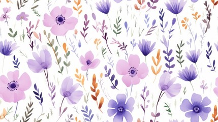 Generative AI Simple aquarelle flowers pattern