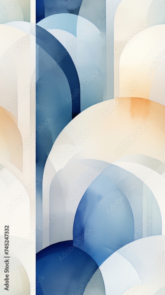 Poster Generative AI Simple watercolor design integrating Italian monastery arches and columns into an asymmetrical layout