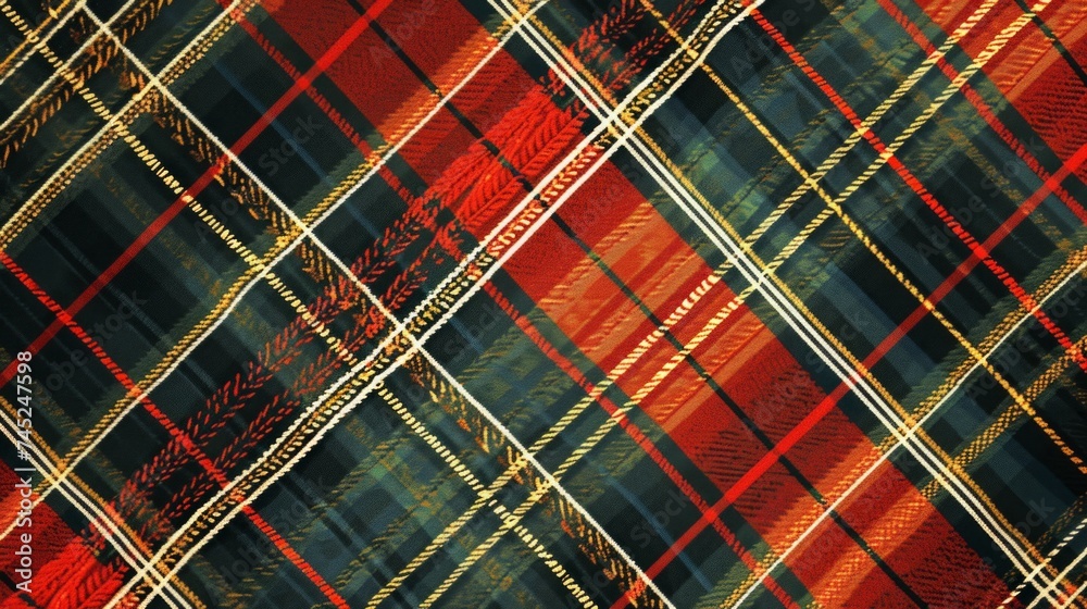 Aufkleber generative ai small-scale tartan textile pattern, precise lines, classic colors, seamless backdrop