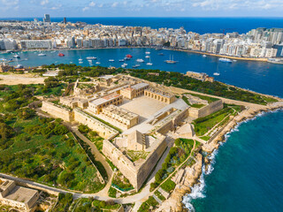 Fort Manoel, Sliema city on background. Malta