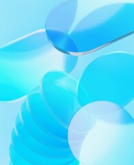 Abstract blue background with transparent glass.