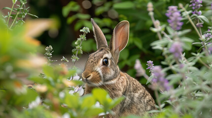 A wild rabbit that appeared in the garden