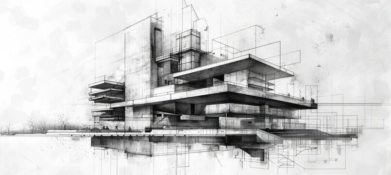 Architecture drawing banner background for design