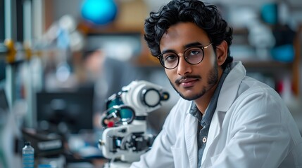 Asian medical research scientist in his laboratory