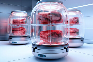 Production of artificial meat inside a modern bioreactor