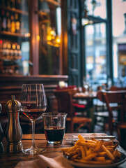 glass of red wine in bistro