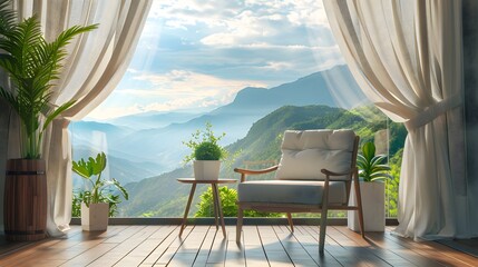 outdoors furniture with view over hills
