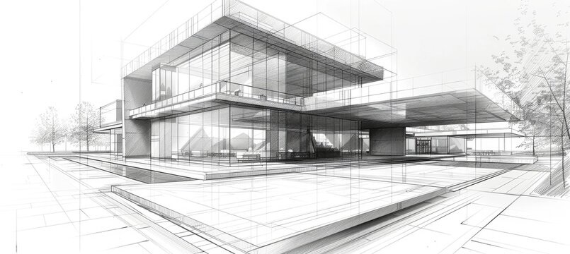 Architecture drawing banner background for design