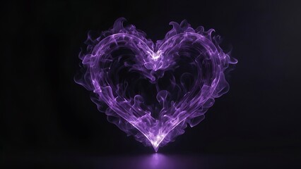 Purple fire heart glowing on dark background