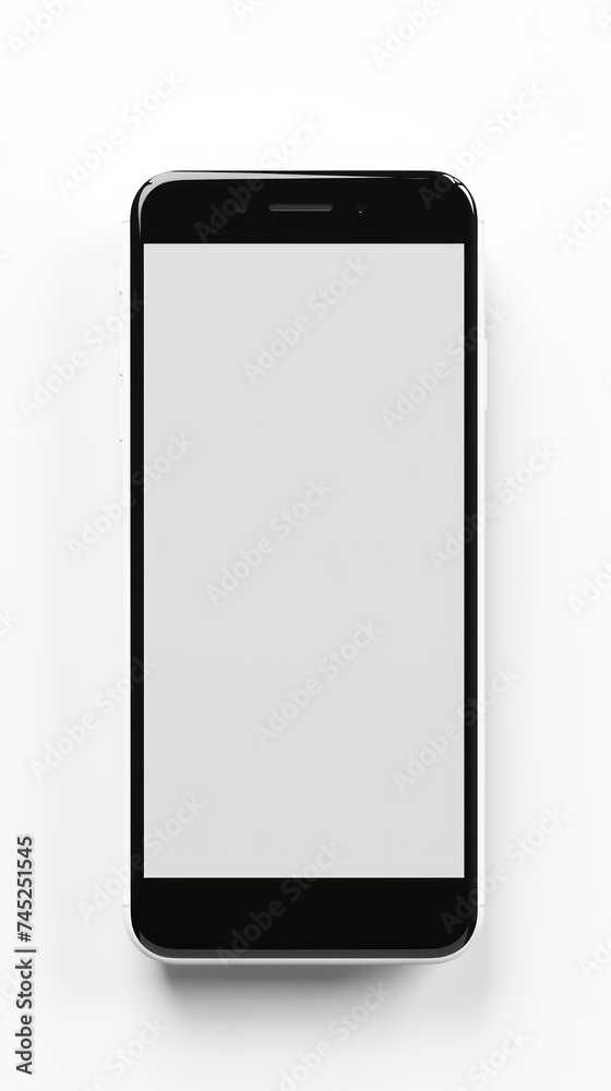 Poster stock image of a smartphone on a white background, modern and sleek design generative ai