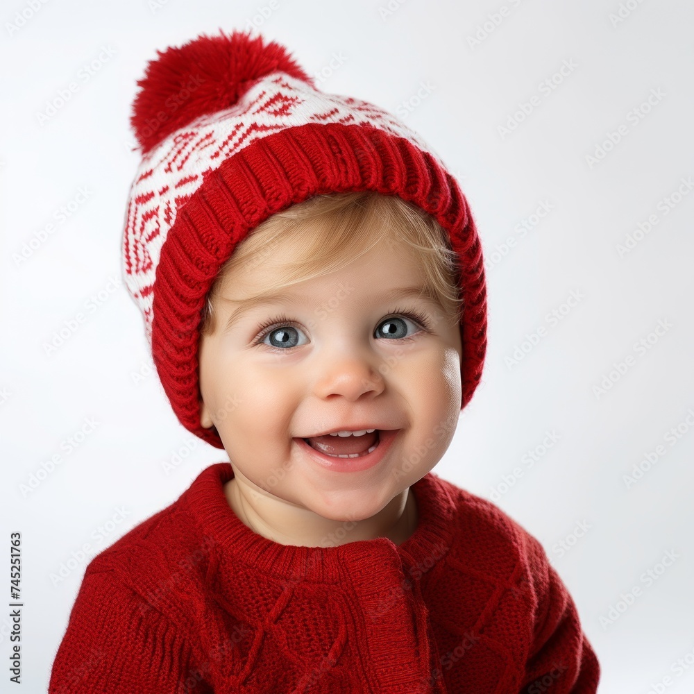 Poster Stock image of a toddler in a festive outfit on a plain white background Generative AI