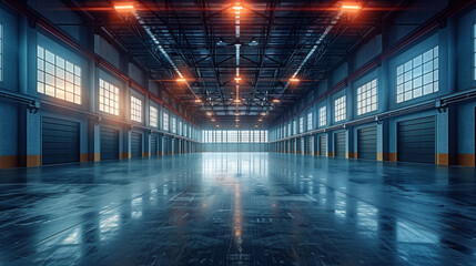 Inside of Ceiling air ventilation in a big warehouse.