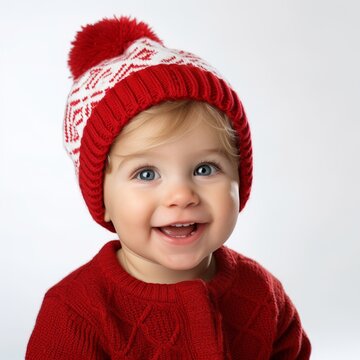 Stock image of a toddler in a festive outfit on a plain white background Generative AI
