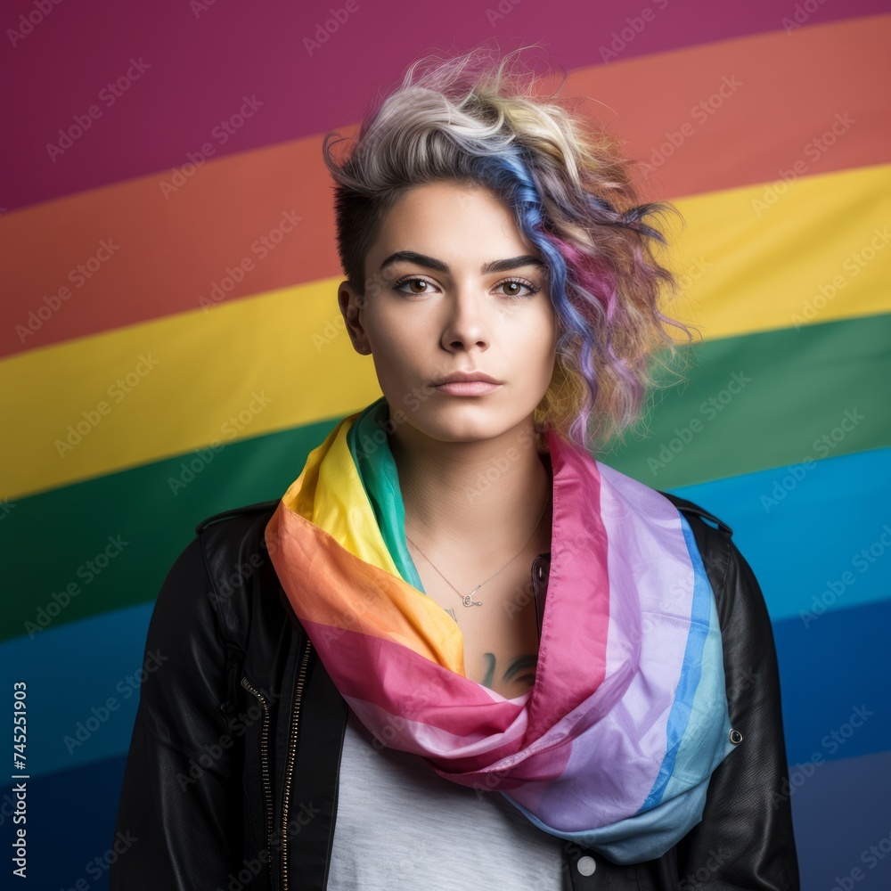 Poster stock image of a transgender person in a confident pose, representing gender diversity and inclusion