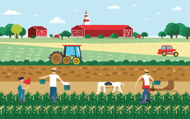 Illustrating a Farmer's Day: From Dawn to Dusk, Witness the Toil and Triumphs, the Connection to Nature, and the Bounty of the Land. 