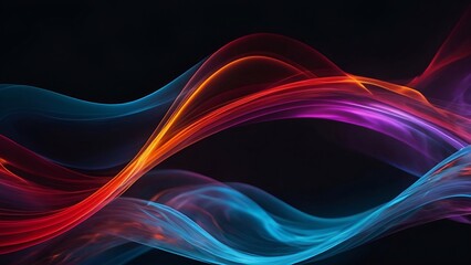 Fototapeta premium Red, purple and blue smokes flowing on dark background