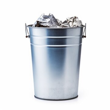Stock image of an office trash can on a white background, clean, waste disposal solution Generative AI