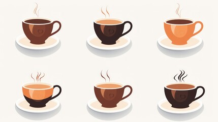 Generative AI Set of 6 icons: coffee cup