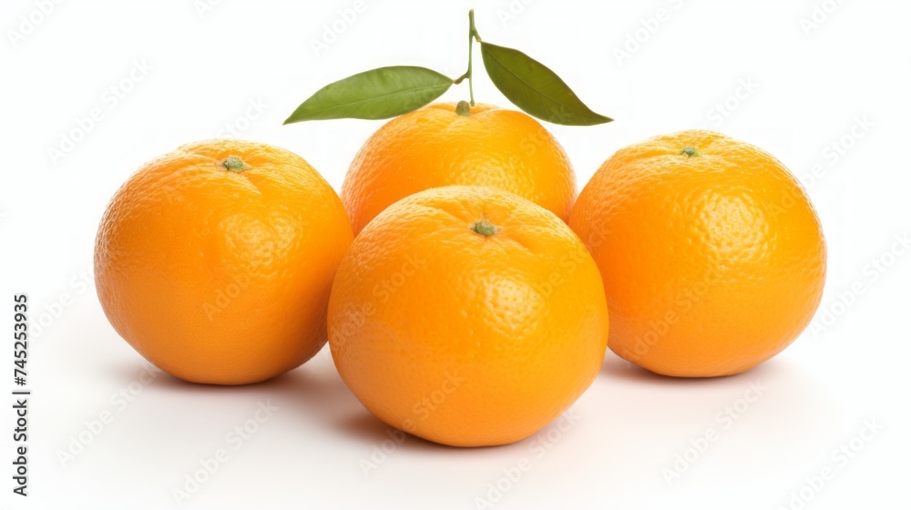 Aufkleber Three juicy oranges and tangerines captured in a close-up realistic photo against a white background Generative AI