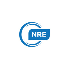 modern minimalist NRE initial letters monogram logo design