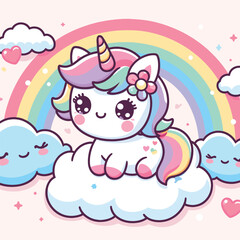 Obraz na płótnie Canvas cute Unicorn cartoon vector on white background 