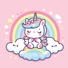 Obraz na płótnie Canvas cute Unicorn cartoon vector on white background 