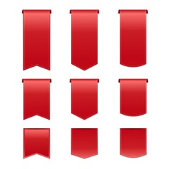 Set of Red Banner Ribbon Label Vector Stock Vector - Illustration of red banner ribbon