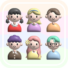 set of 3D charactors