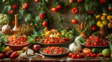 Various vegetables grace the table as natural foods