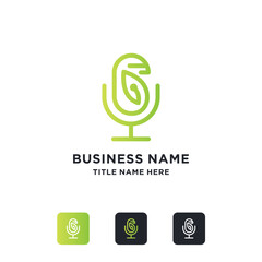 podcast leaf technology logo design with line concept