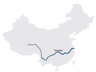 River Yangtze on map. vector