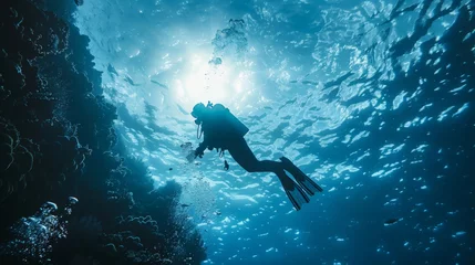 Foto op Canvas Scuba diving adventure, exploring underwater realms, a different universe © AlexCaelus