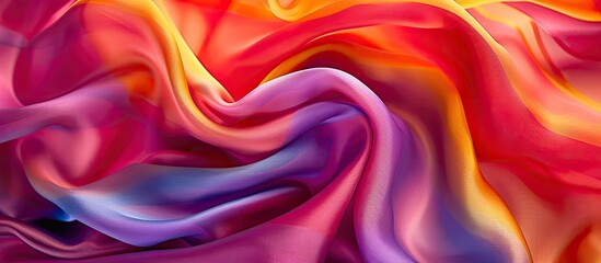This image showcases a multicolored fabric that is vivid and vibrant, displaying a beautiful array of colors in a textile creation. The different hues blend harmoniously, creating a visually striking