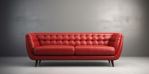 Sofa Leather View Of A Red Against gray Background 