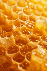 Delicious honeycomb isolated, closeup detailed shot