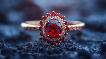 Naklejka premium Ruby Ring With Diamonds