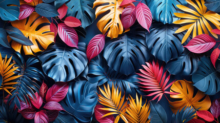 Assorted Colored Leaves Arranged on a Wall