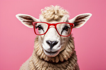 Obraz premium sheep wearing glasses and a red bandana