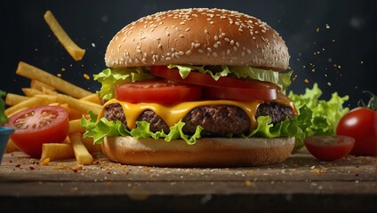 hamburger on black
