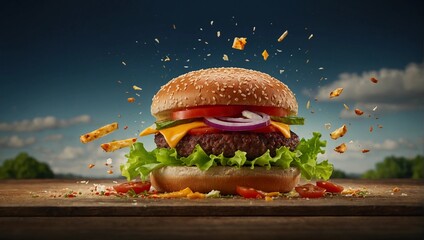 hamburger on the beach