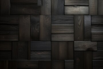 Dark brown wood texture, block pattern, background
