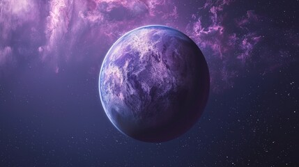 An image of a planet set against a mesmerizing galaxy backdrop with a purple hue