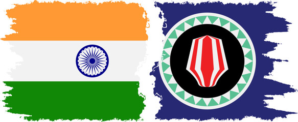 Bougainville and India grunge flags connection vector