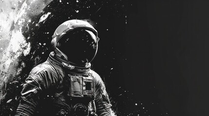 Astronaut in space. The composition is shifted to the left, there is a lot of space - obrazy, fototapety, plakaty