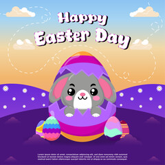 Vector flat illustration for happy easter day celebration