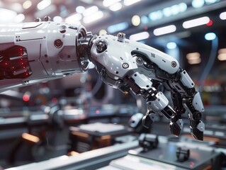 Fototapeta premium Machine hands working in a factory