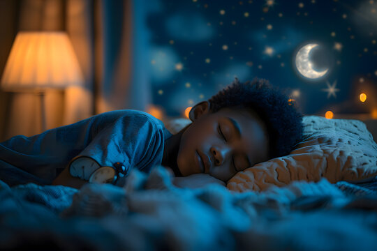 World Sleep Day, Boy sleepping on a soft pillow with alarm clock