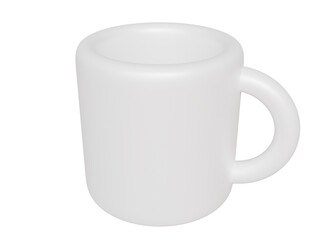 White cartoon cup. 3d render