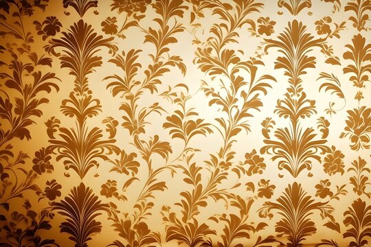 Vintage golden background with floral elements and darkening to the edges in Gothic style. Royal texture