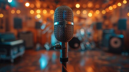 Luxury Karaoke room with microphone  - obrazy, fototapety, plakaty